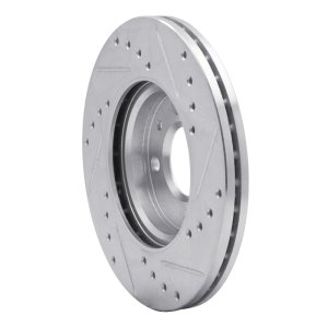 Dodge Attitude Brake Rotor (1) - Front Left - R1 Concepts - Drilled & Slotted - Silver - `12-`25